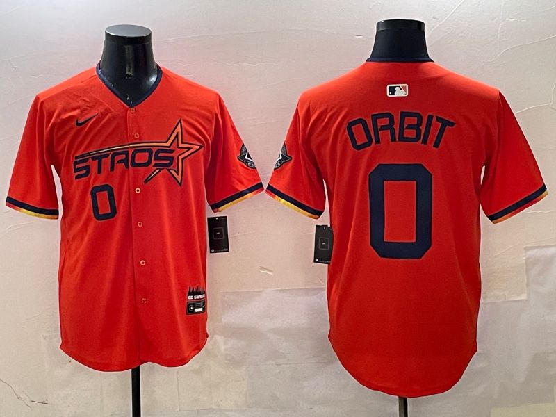 Men Houston Astros #0 Orbit Orange Three generations Joint Name 2025 Nike MLB Jersey style 3